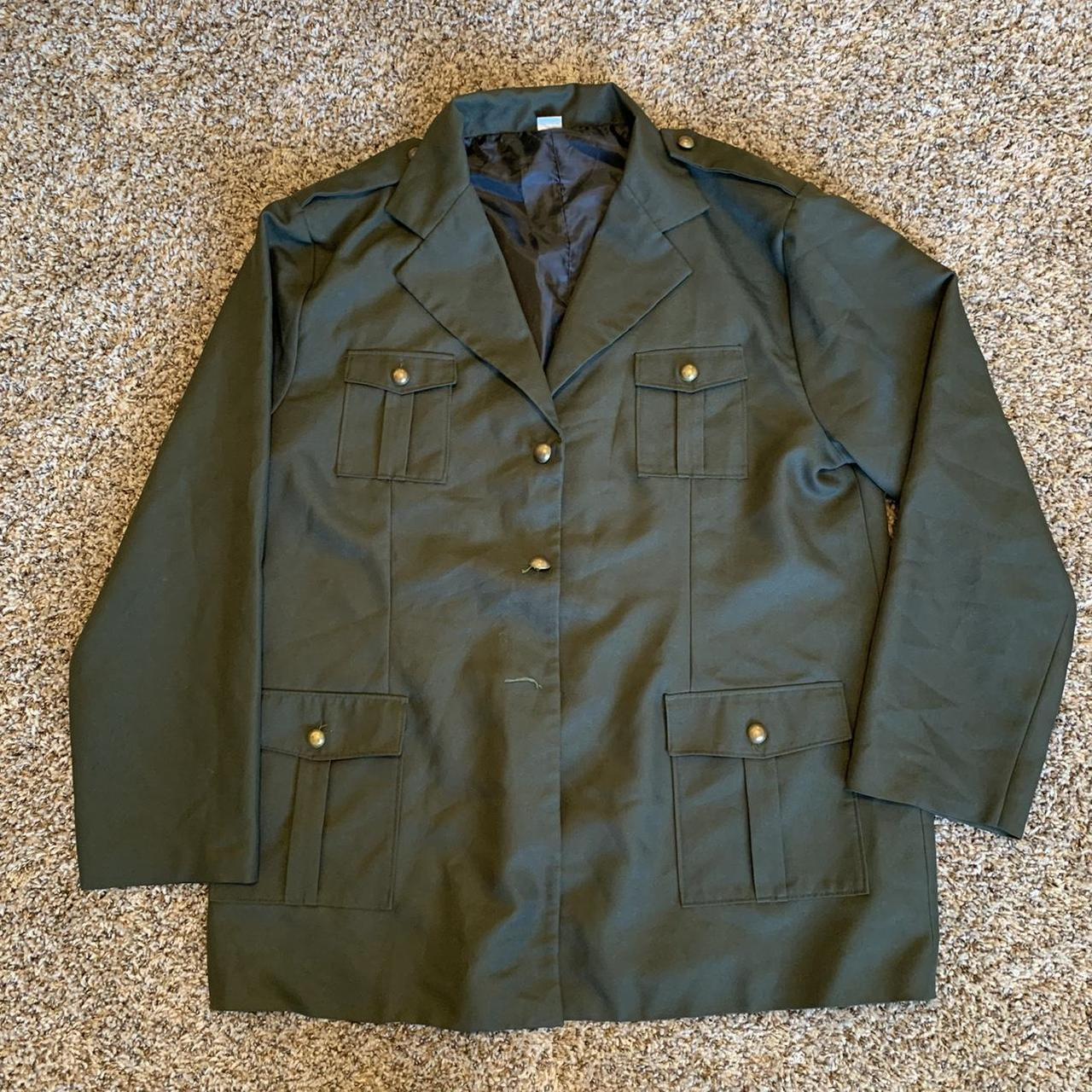 Vintage military army green blazer jacket coat... Depop