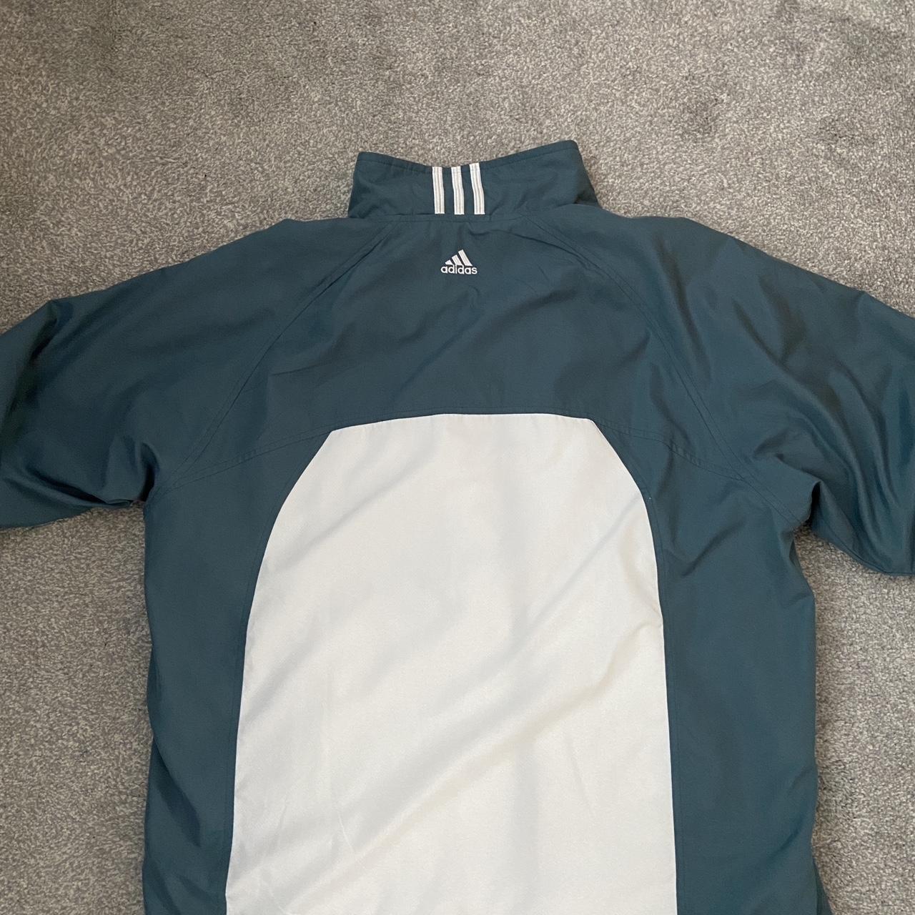 Vintage Sustainable Genuine Teal and White Adidas... - Depop