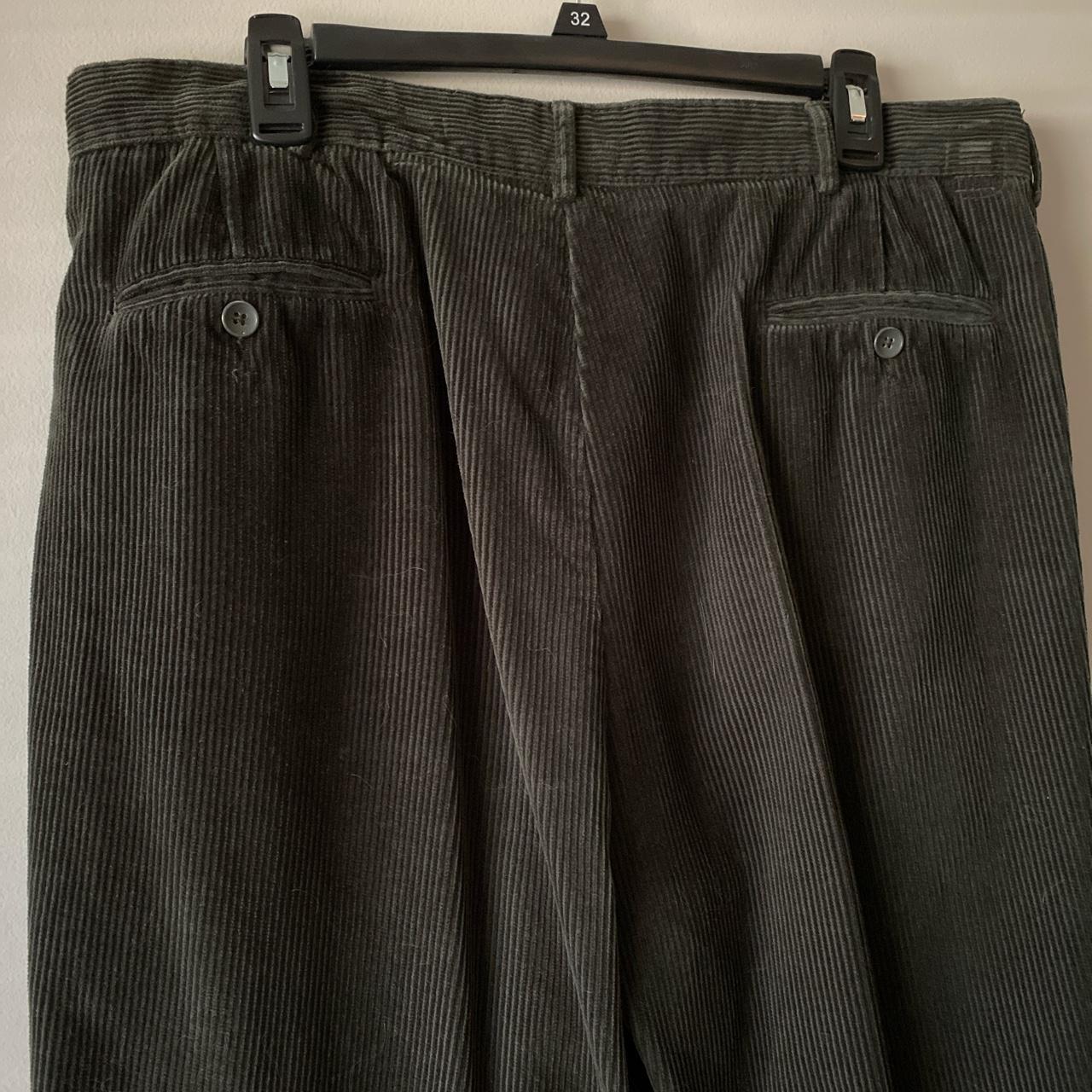 Dark Grey Cuffed Corduroy Pants preloved with... Depop