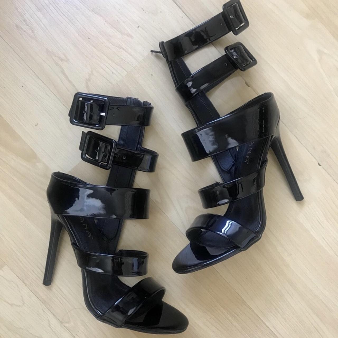 New. Never used/worn. Black Latex Buckle High... - Depop