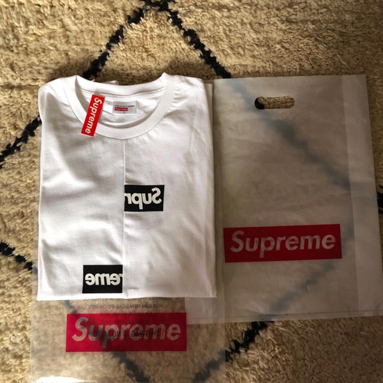 Supreme CDG split box logo tee Moving out to an... - Depop