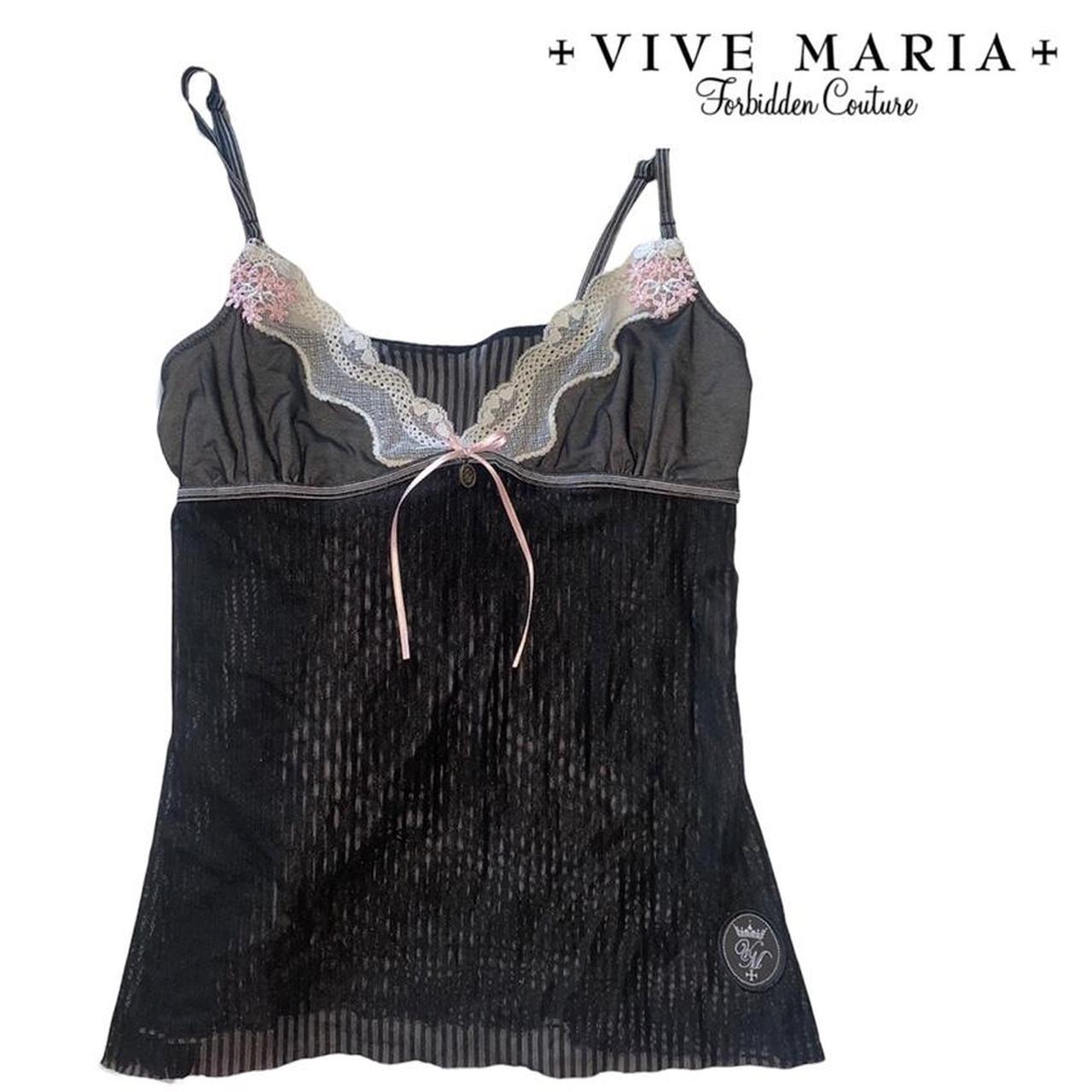 Rare vive maria sheer striped cami top Cut off size... - Depop