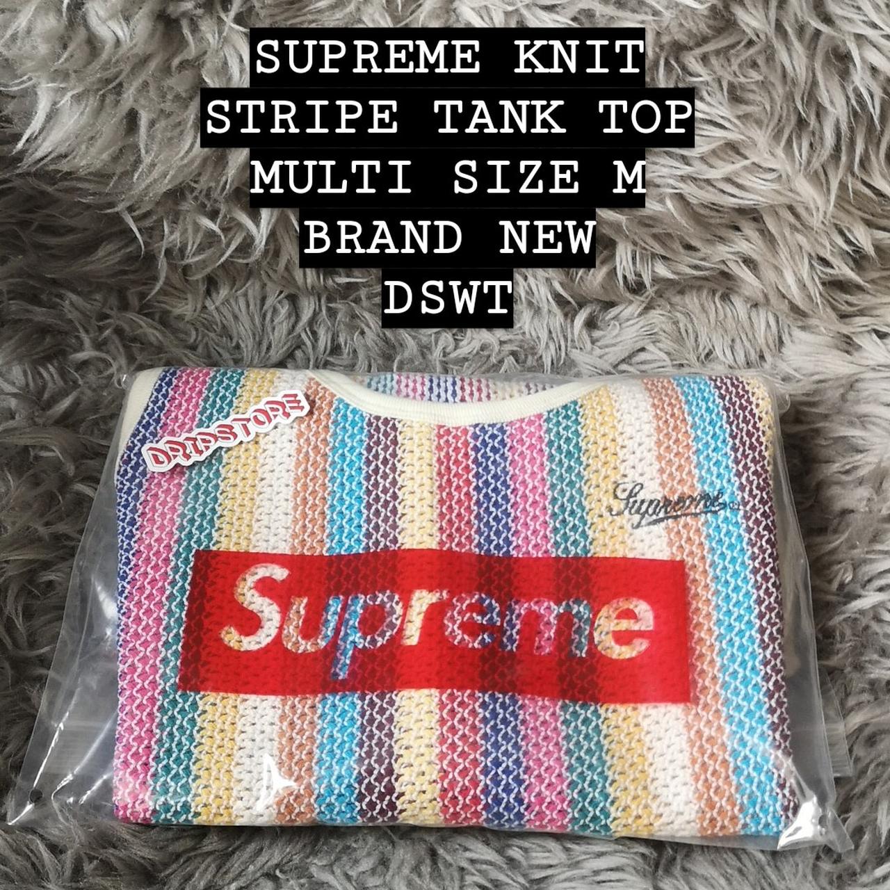 SUPREME KNIT STRIPE TANK TOP SIZE M Deadstock with tags - Depop