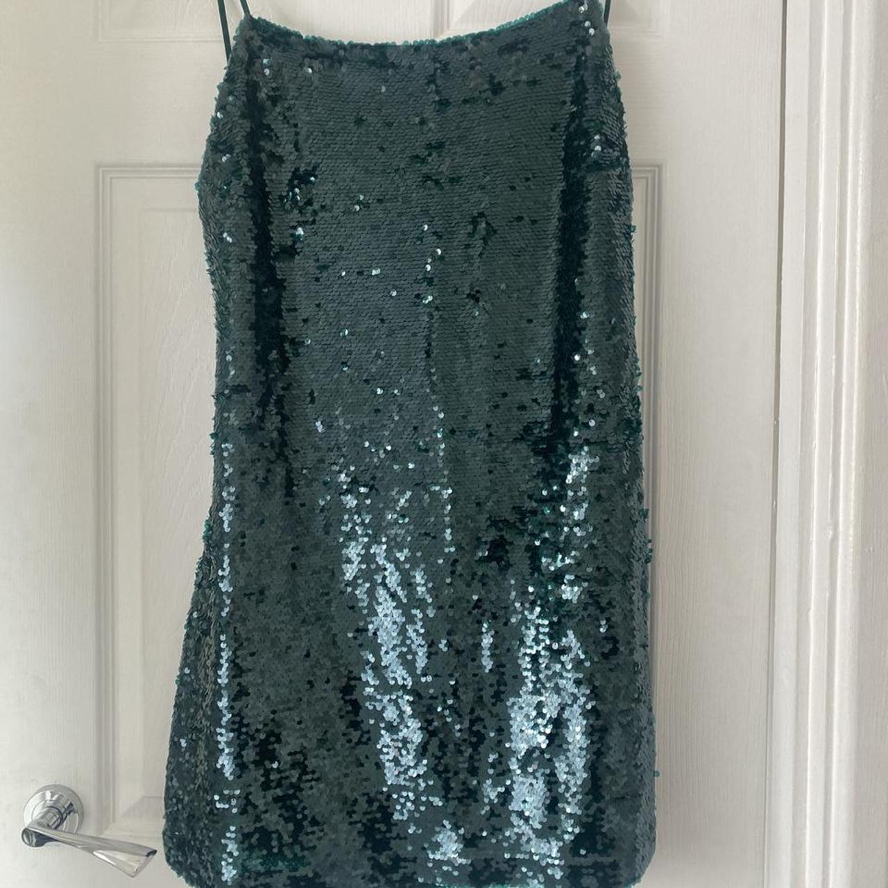 Green sequin Zara cross back mini dress size XXL but... - Depop