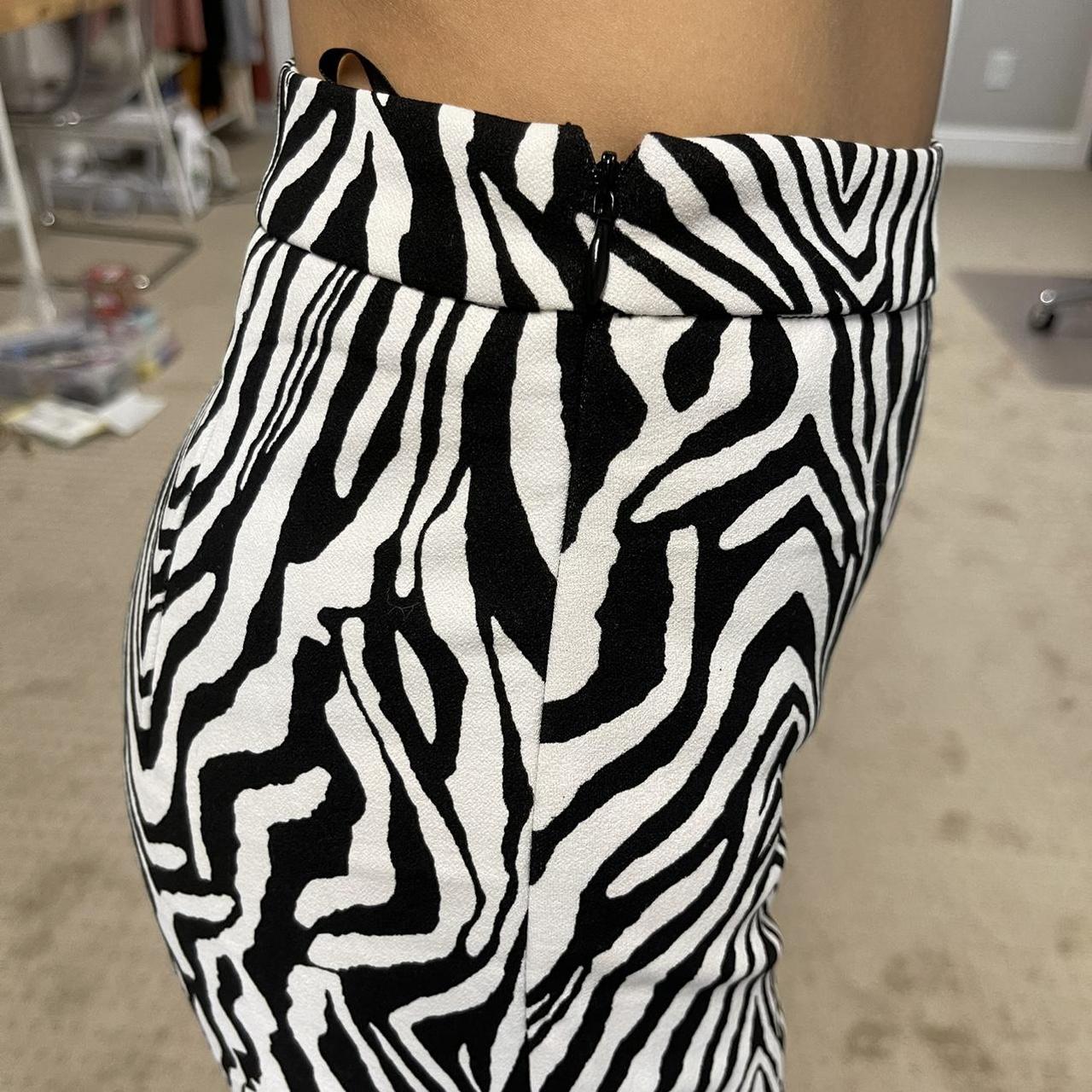zebra print high waisted flare bell bottom pants 🖤🤍... - Depop