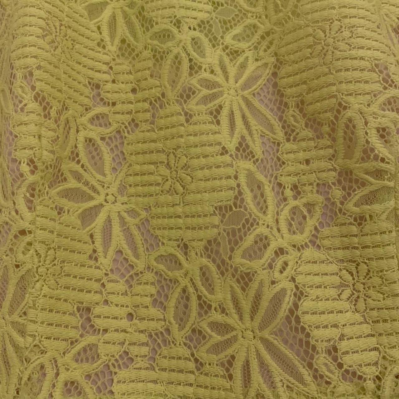 BCBG Max Azria neon yellow lace peplum top with | Depop