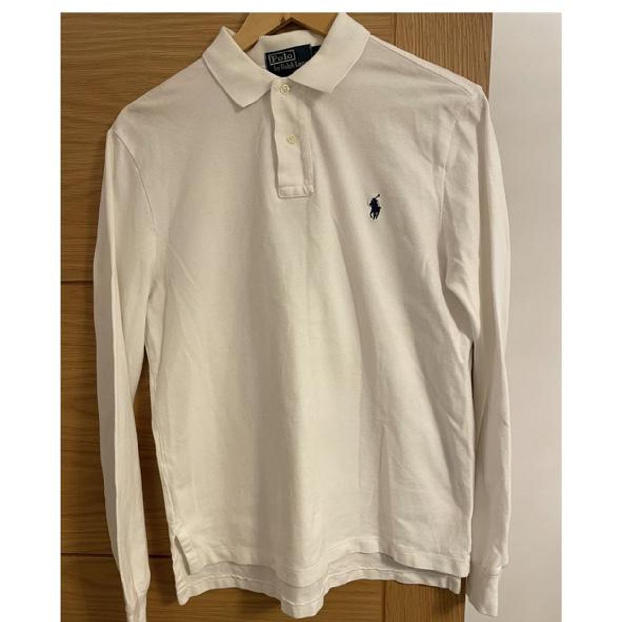 White Ralph Lauren Long Sleeve Polo - Size... - Depop