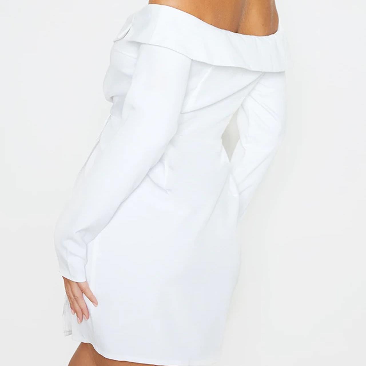 white bardot knot detail blazer dress