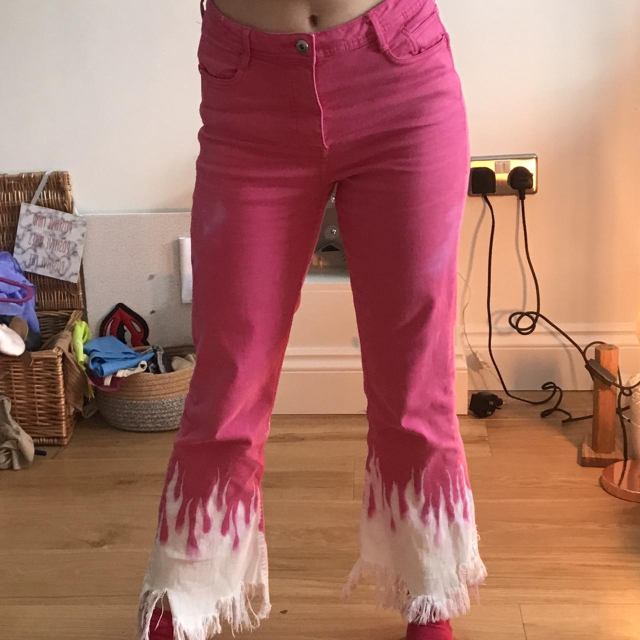 jeans with pink flames