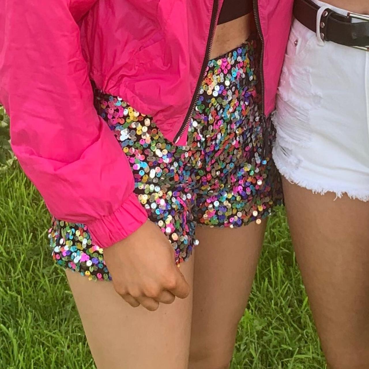 rainbow sequin hot pants