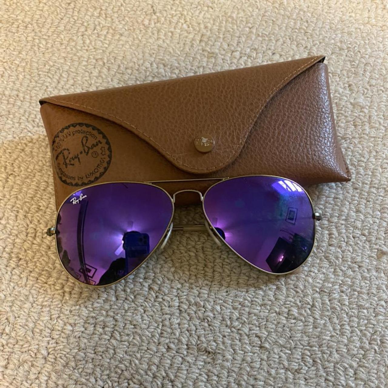 Purple Raybans Aviator Womens Womens Purple Aviator Sunglasses