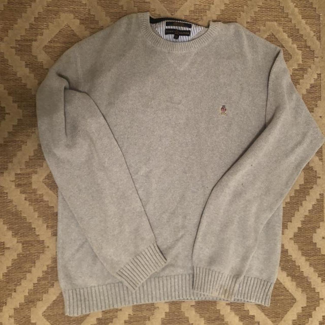 Tommy Hilfiger grey sweater. Men’s XXL. Small stain... - Depop
