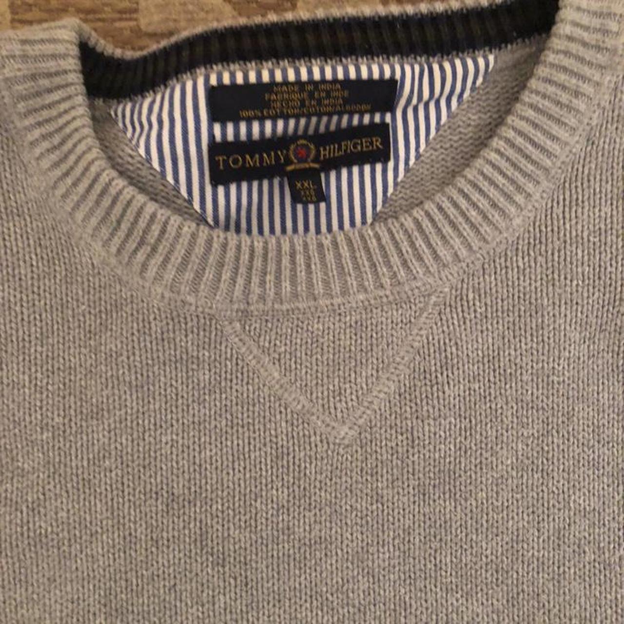 Tommy Hilfiger grey sweater. Men’s XXL. Small stain... - Depop