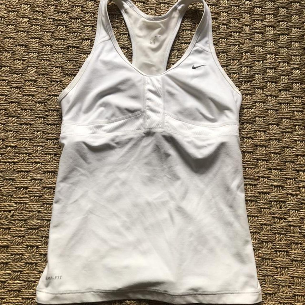 Whit nike tank. Nike workout shirt with built in - Depop