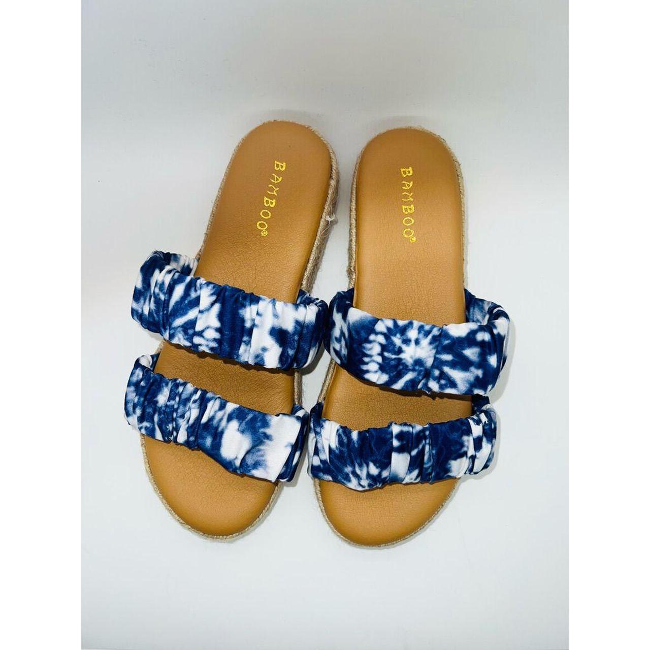 Women's Blue Tie Dye Double Strap Sandals