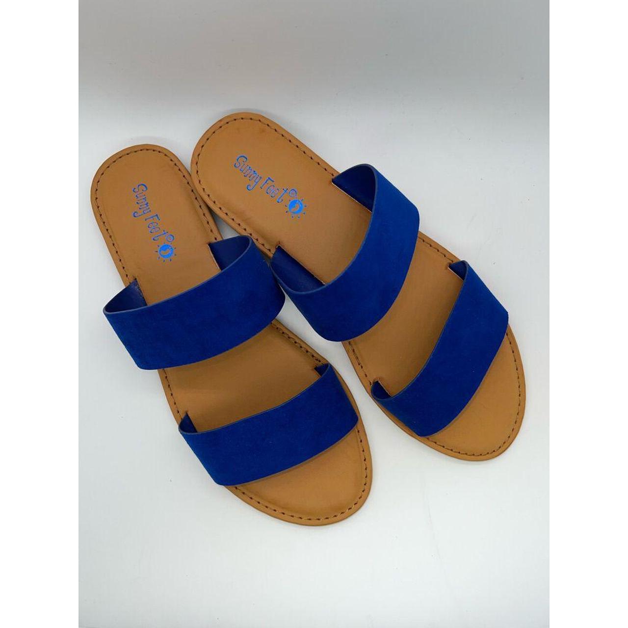 Blue Suede Double Strap Sandals