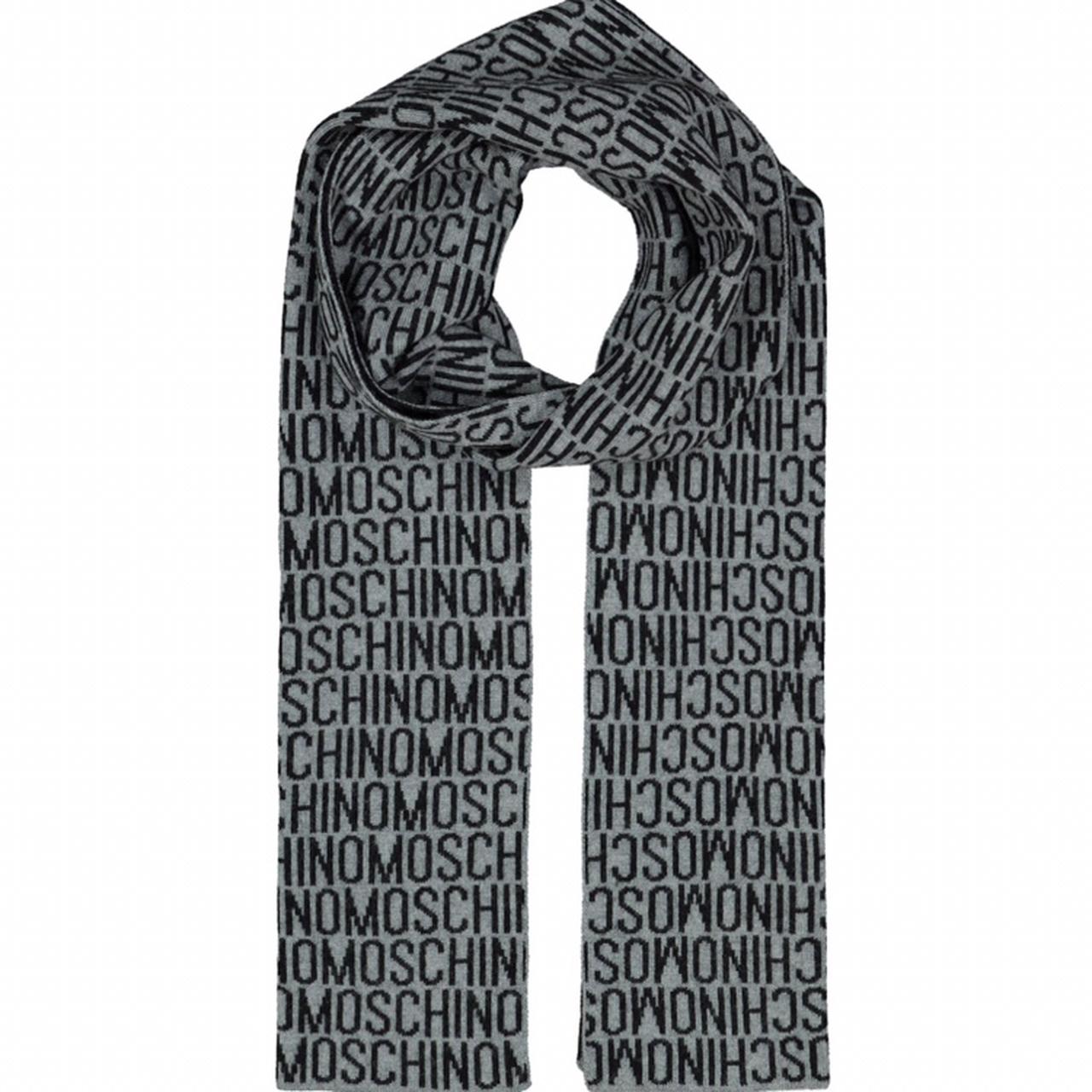 MOSCHINO Grey Wool Logo Scarf This scarf is - Depop