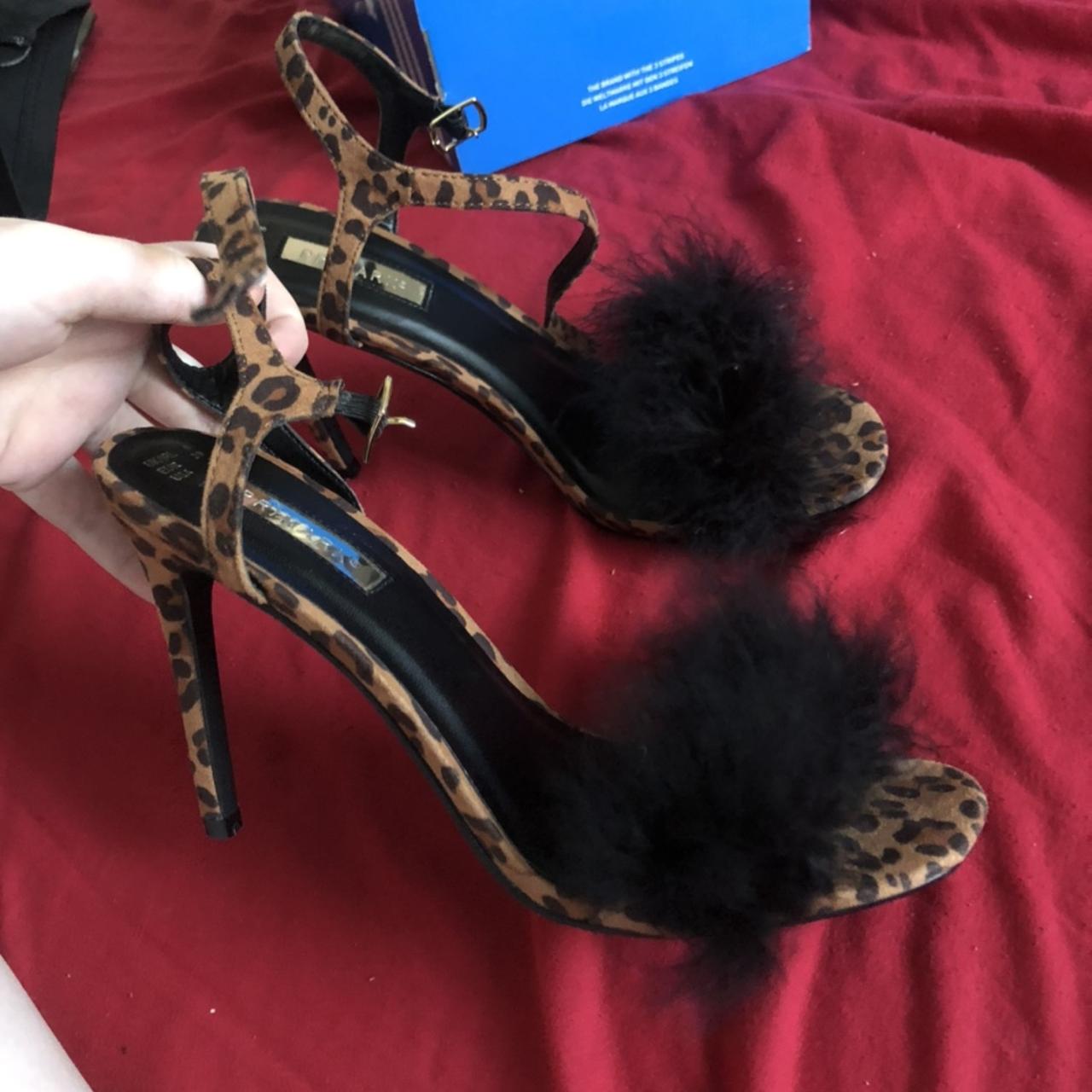fluffy leopard print heels