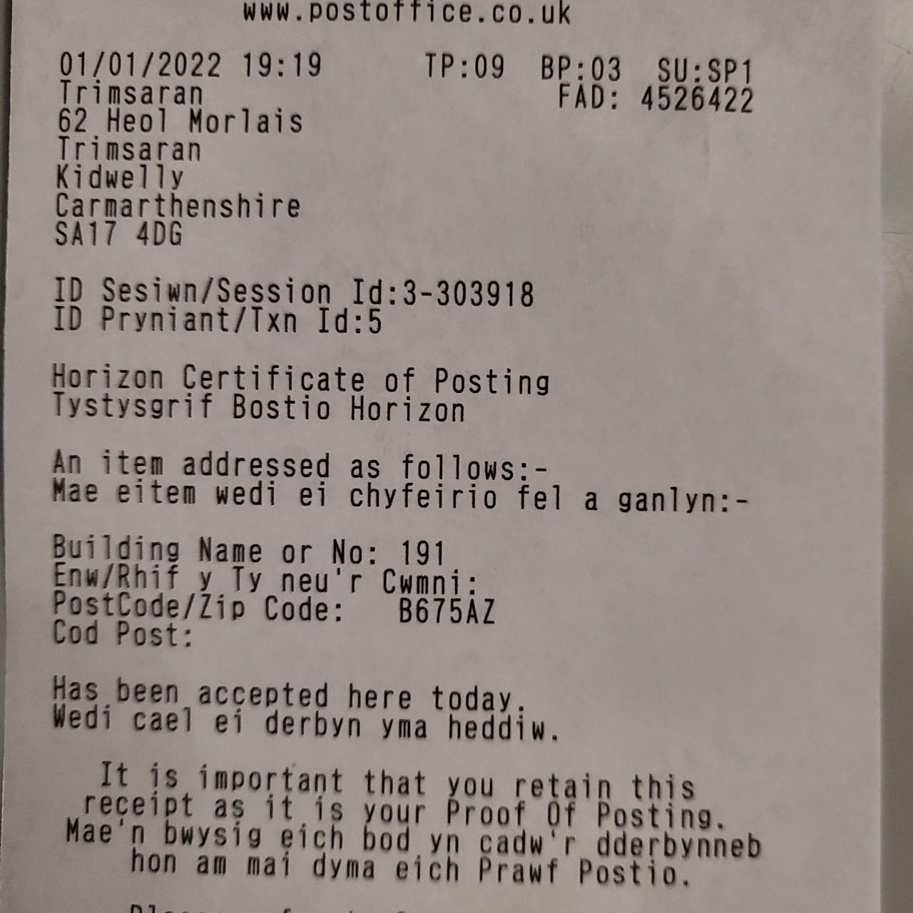 Proof of postage x Depop