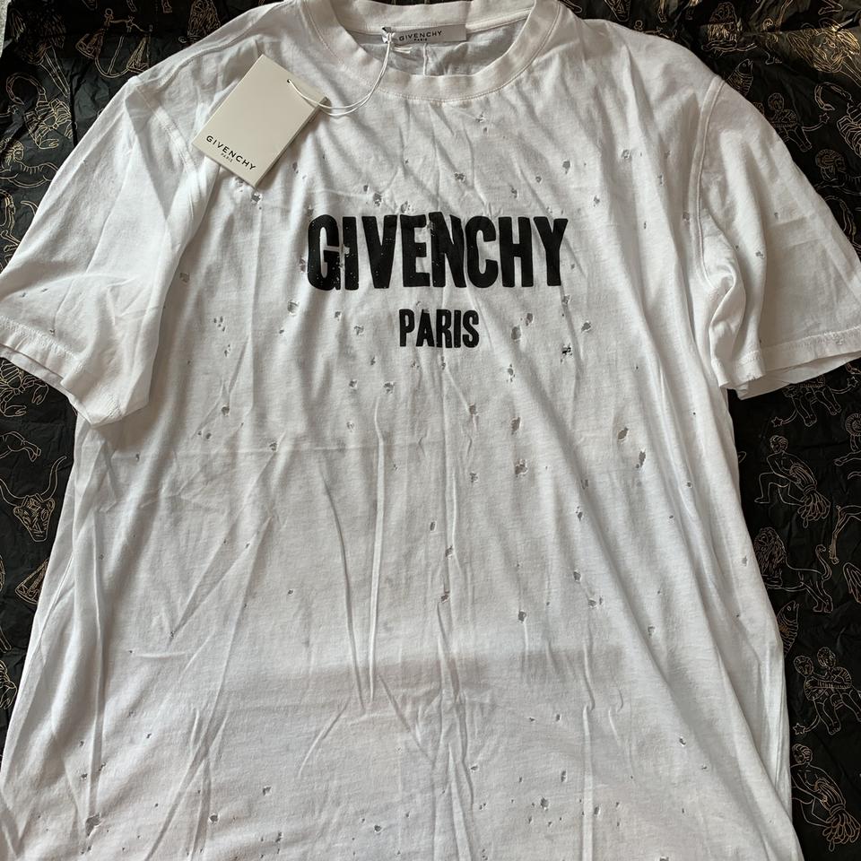 givenchy white destroyed t shirt