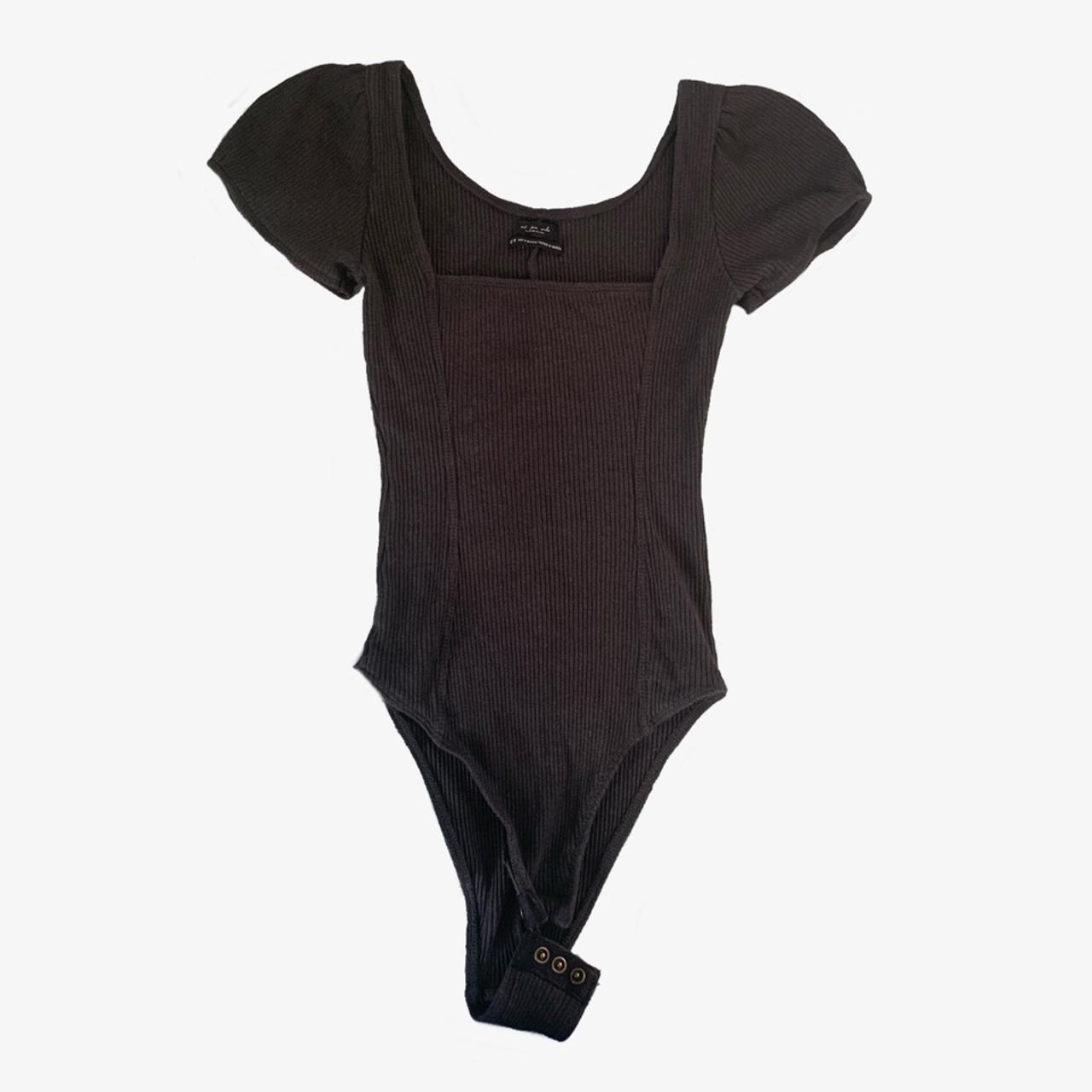 Dark grey square neck puff sleeve bodysuit Perfect... Depop