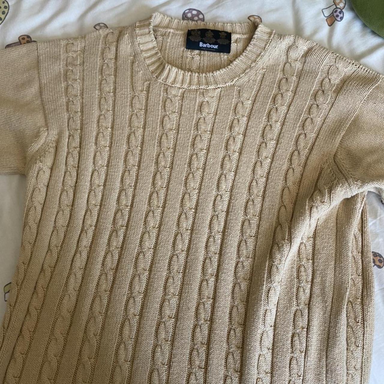 Barbour Men's Cream and Tan Jumper | Depop