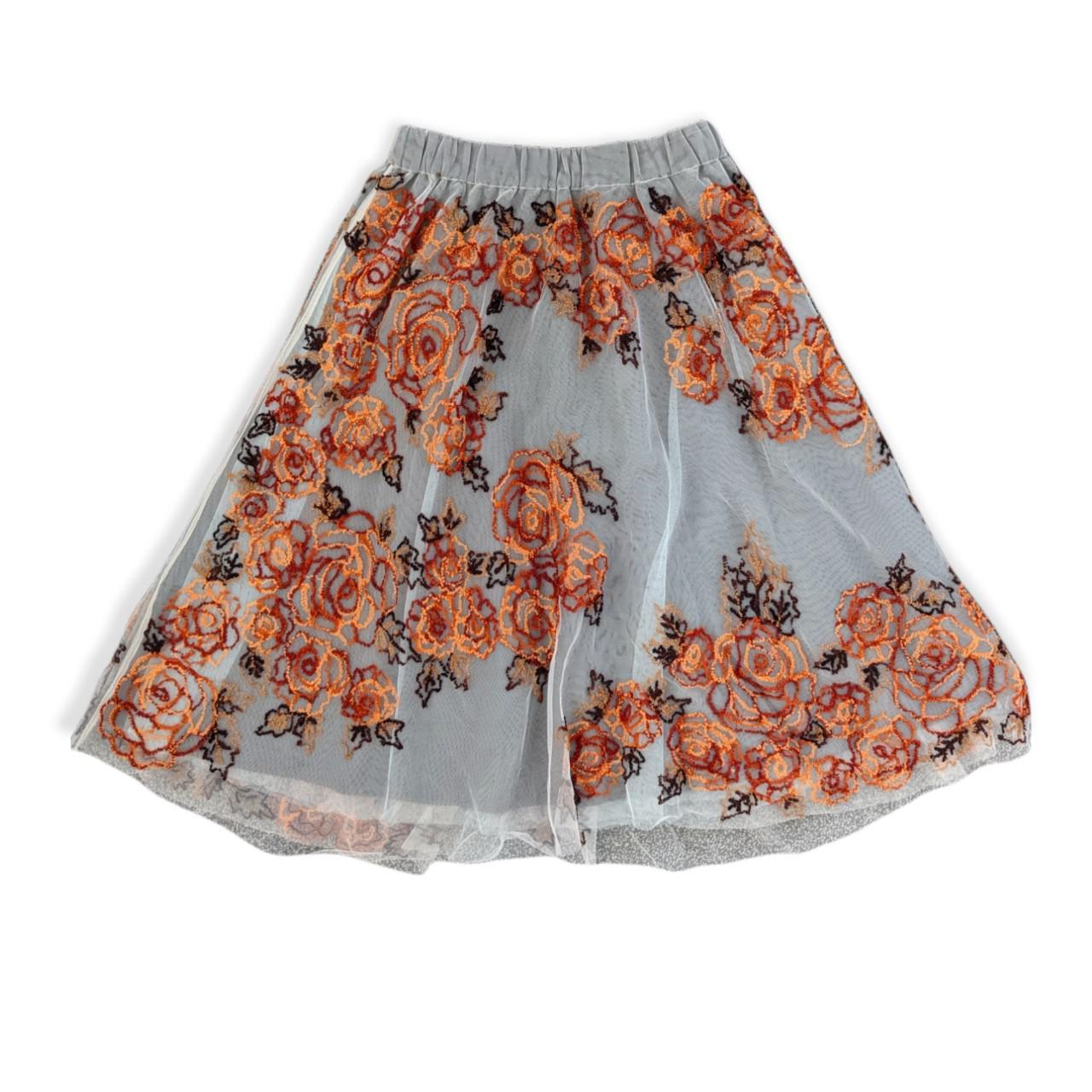 Anthropologie Women's Orange and White Skirt