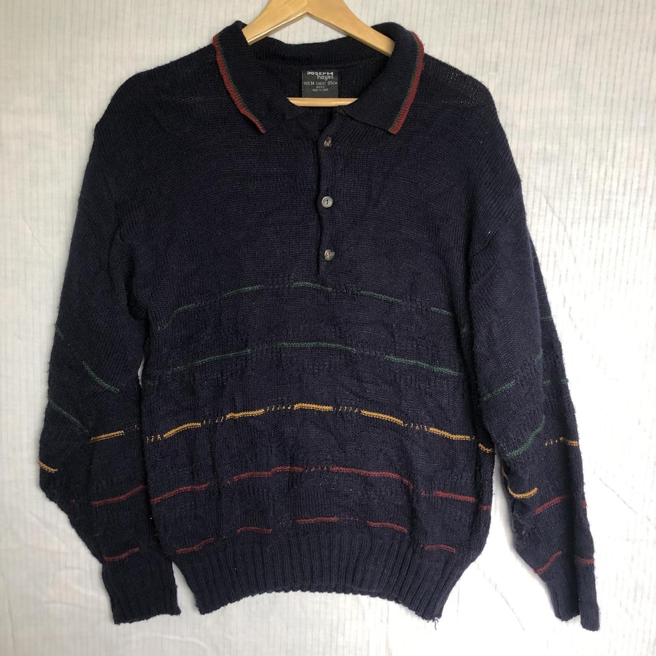 Men's Red and Navy Jumper | Depop