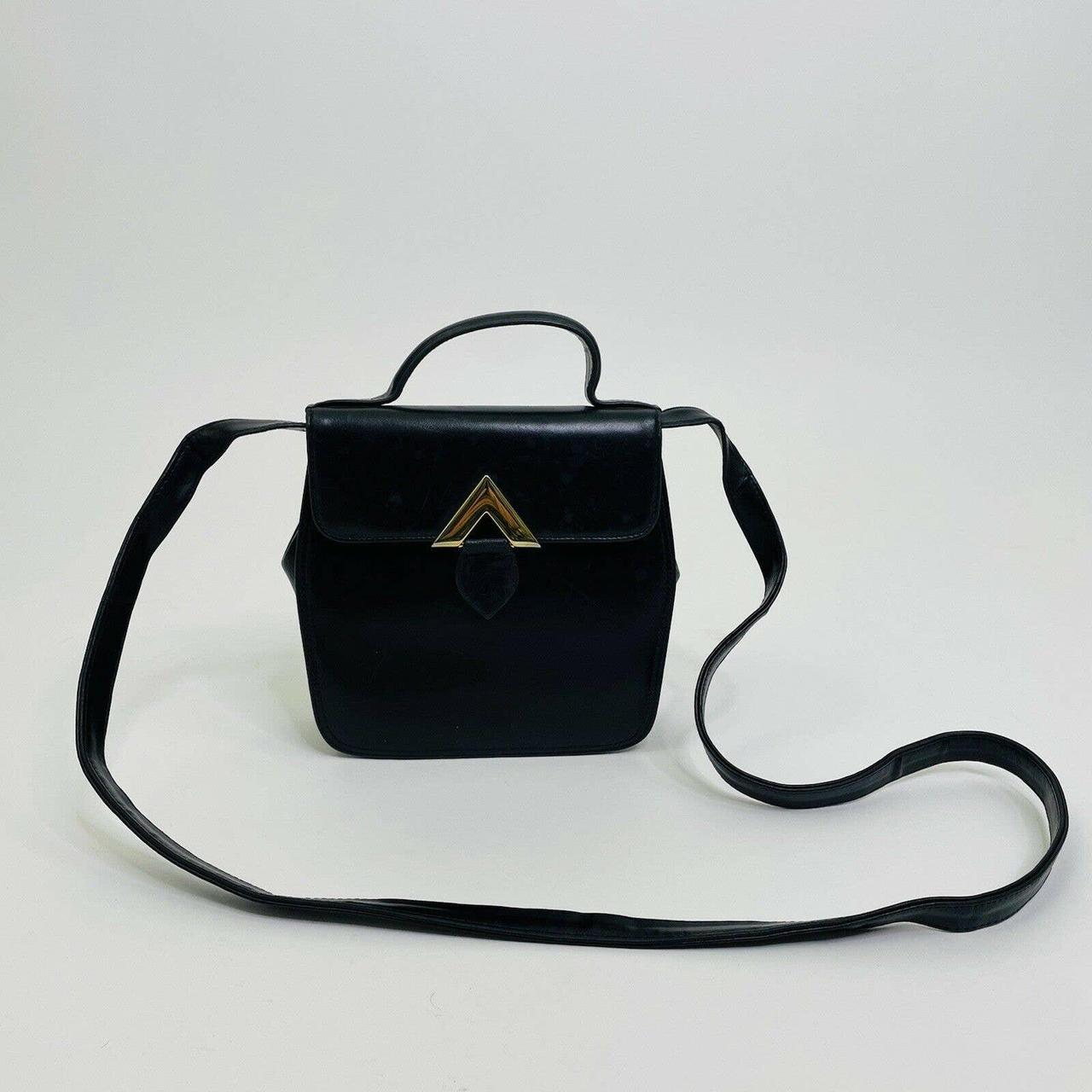 Vintage 90s Black Leather Flap Pocket Crossbody... - Depop