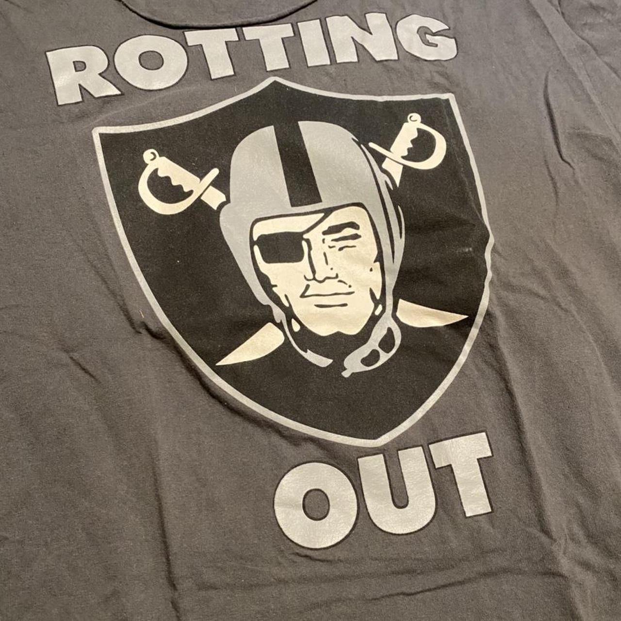 Vintage Oakland Raiders T Shirt Sliver & Black - Depop