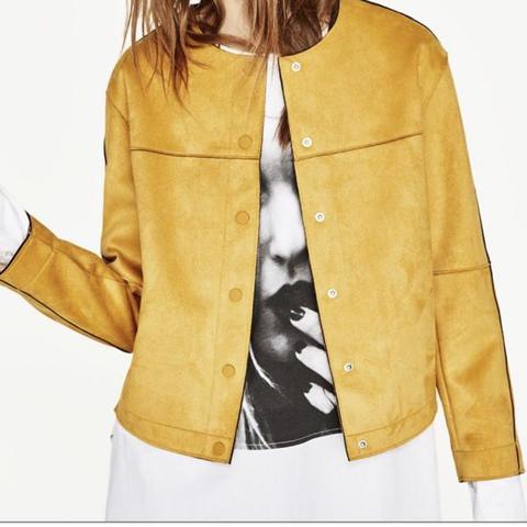 zara yellow suede jacket