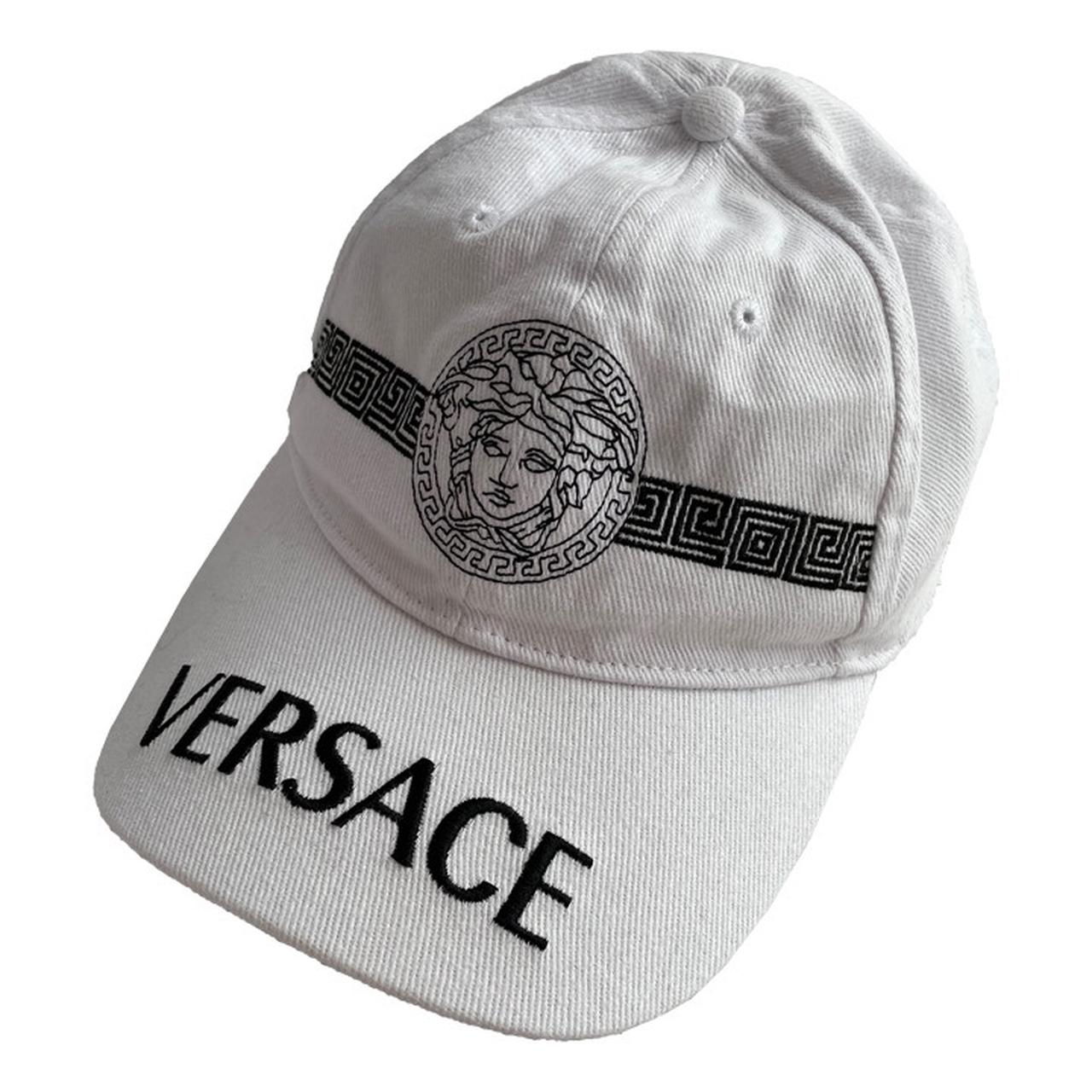 Versace Men's White and Black Hat Depop