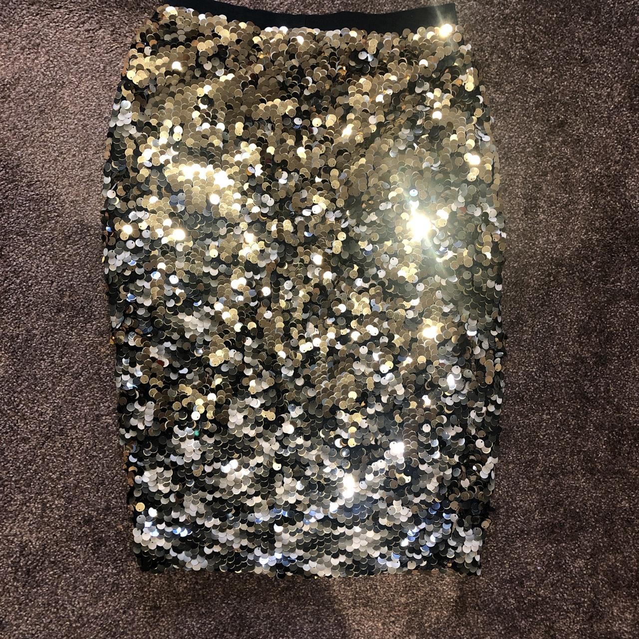 H&M Gold Sequin Skirt Worn Once Perfect Condition Depop