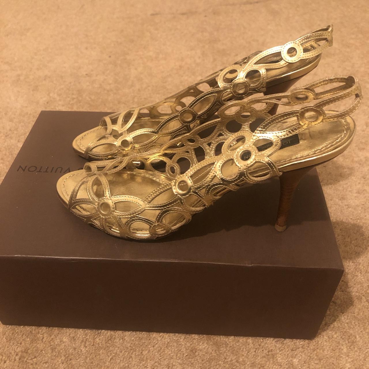 Christian Louis Vuitton gold stiletto heels They - Depop