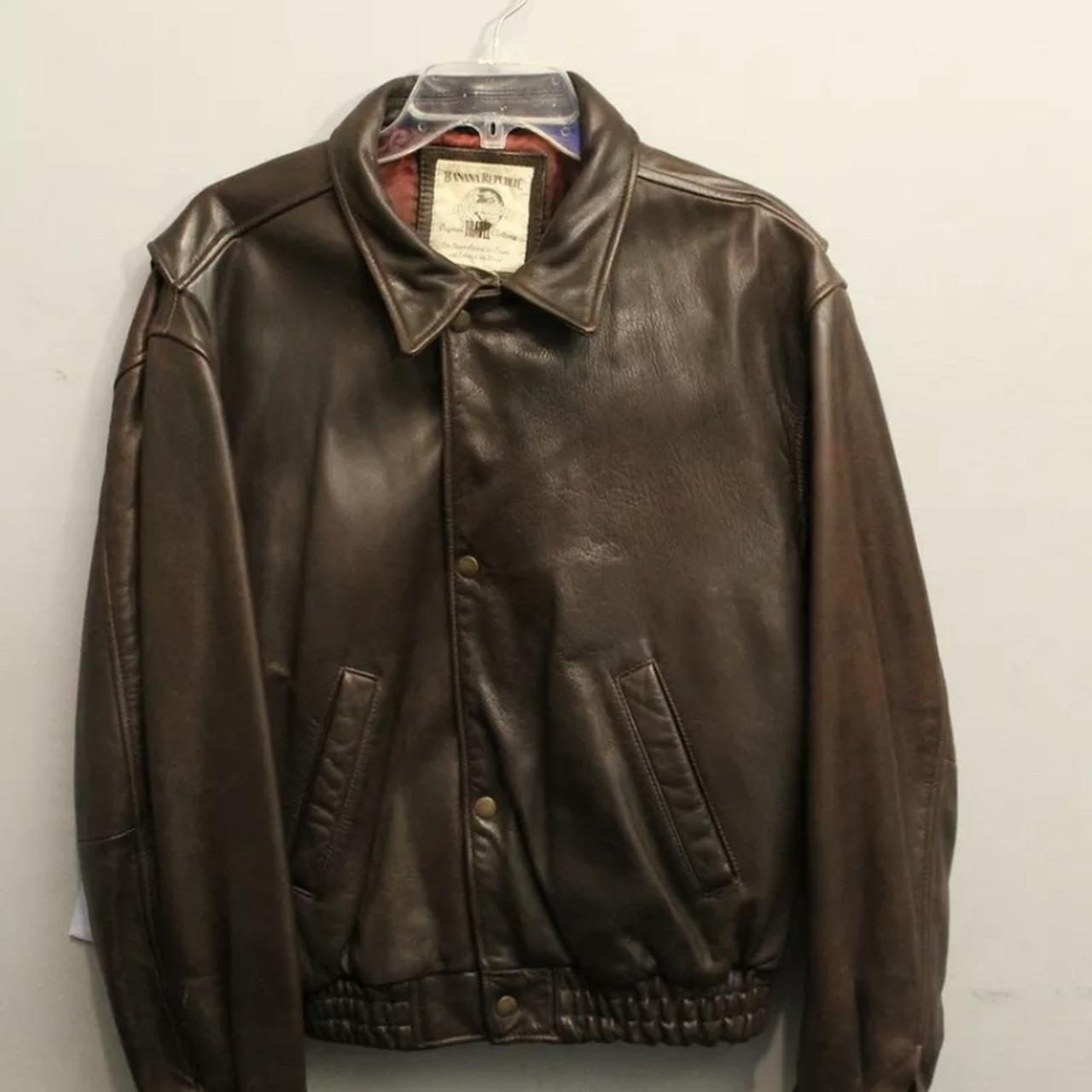 1990s Vintage Banana Republic brown Leather Jacket Depop