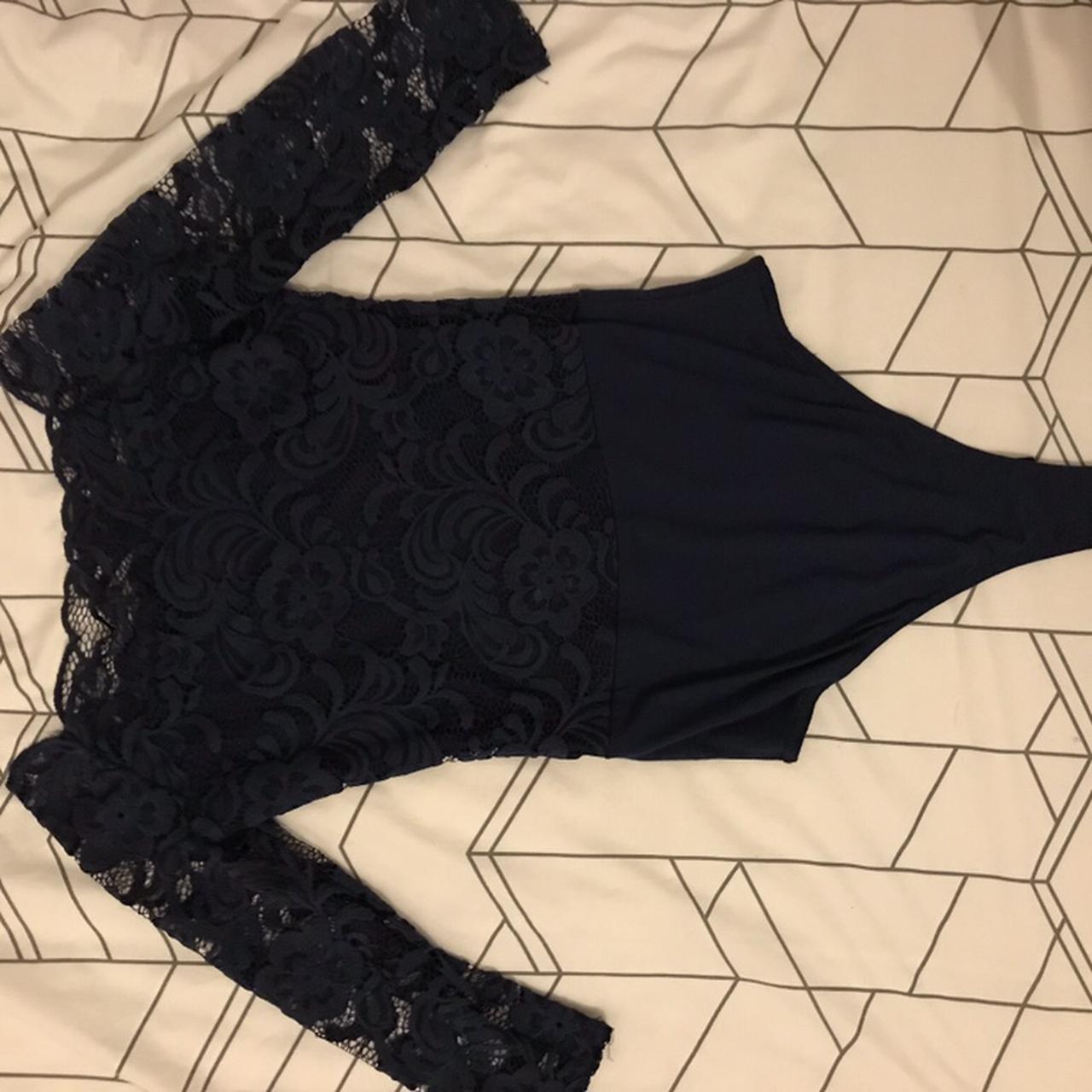 Blue body suit with lace detailing Good condition - Depop