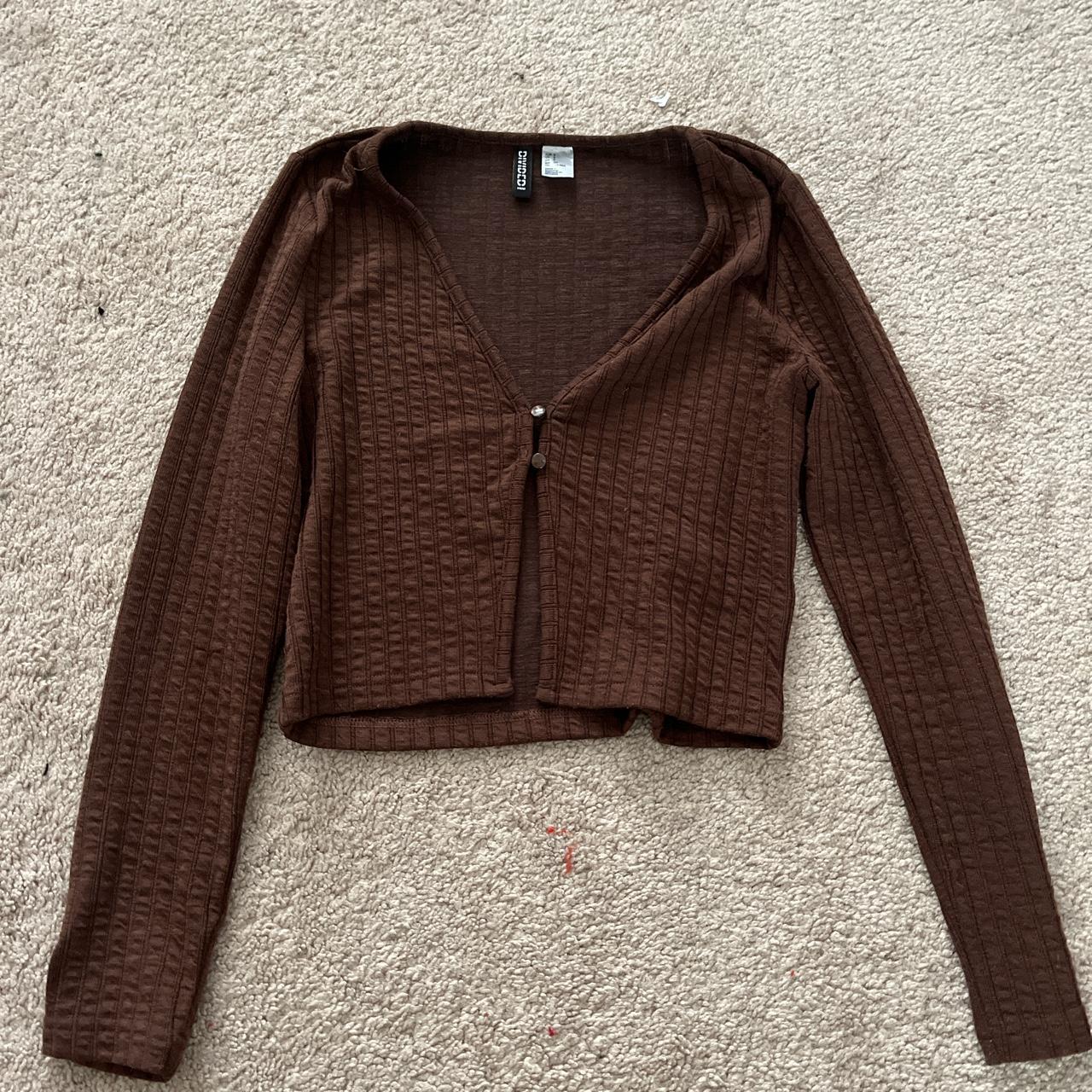 H&M brown cardigan!!! This top is super Y2k and so... Depop