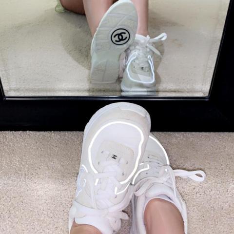 ✨ triple white reflective Chanel sneakers ✨ 100% - Depop