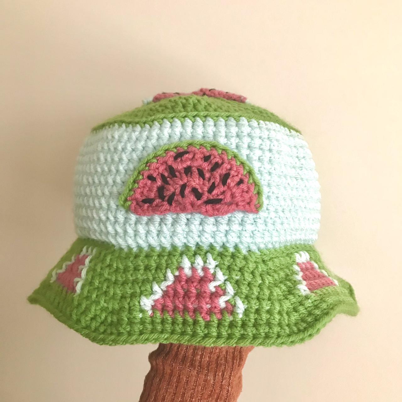 Crochet Watermelon Bucket Hat Colors green, light... Depop
