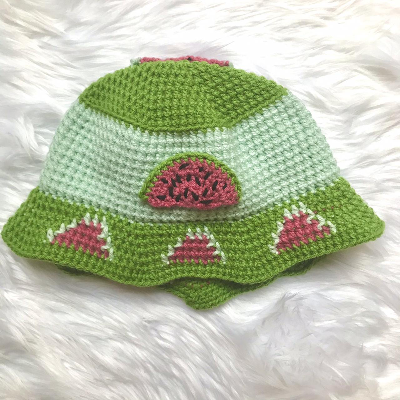 Crochet Watermelon Bucket Hat Colors green, light... Depop