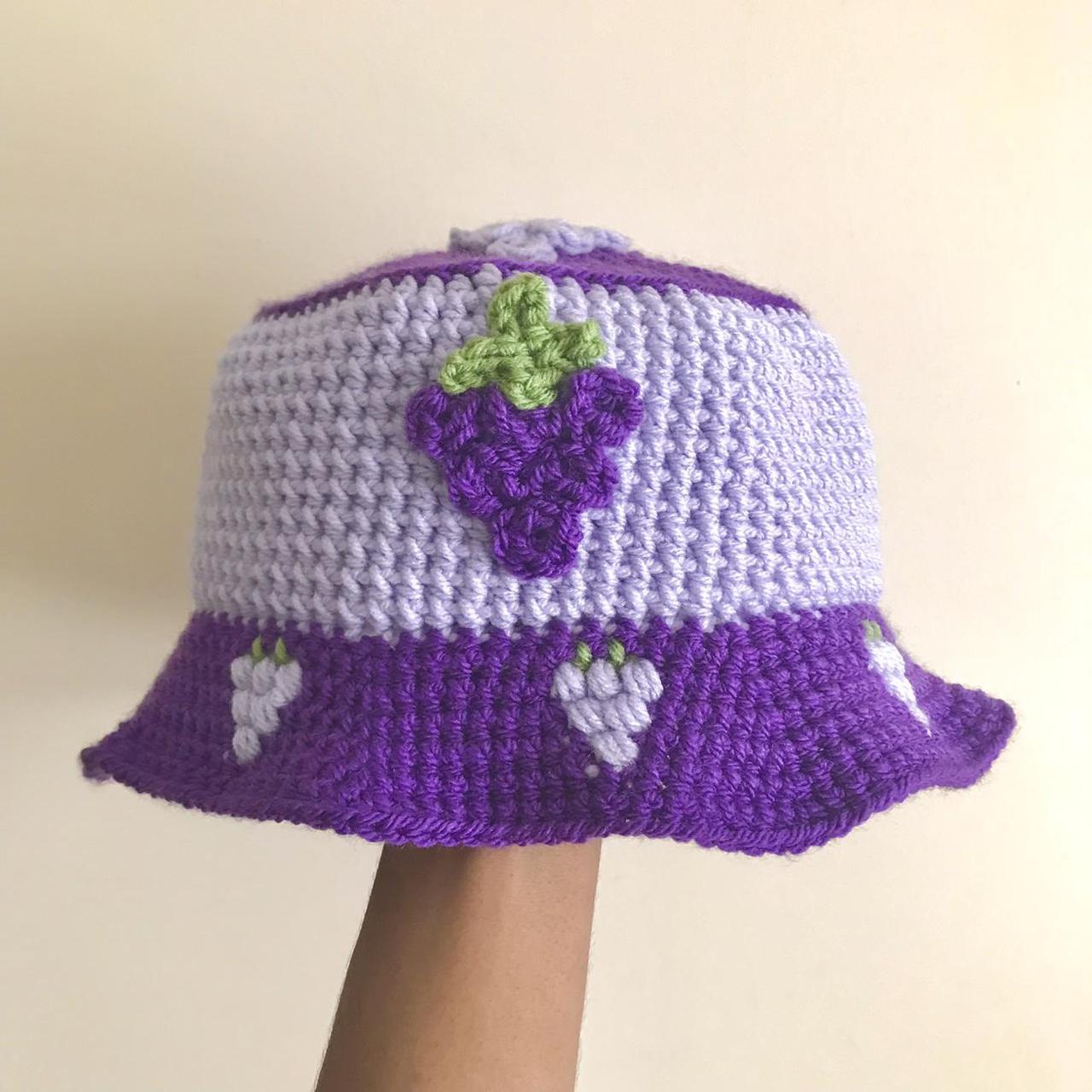 purple crochet hat