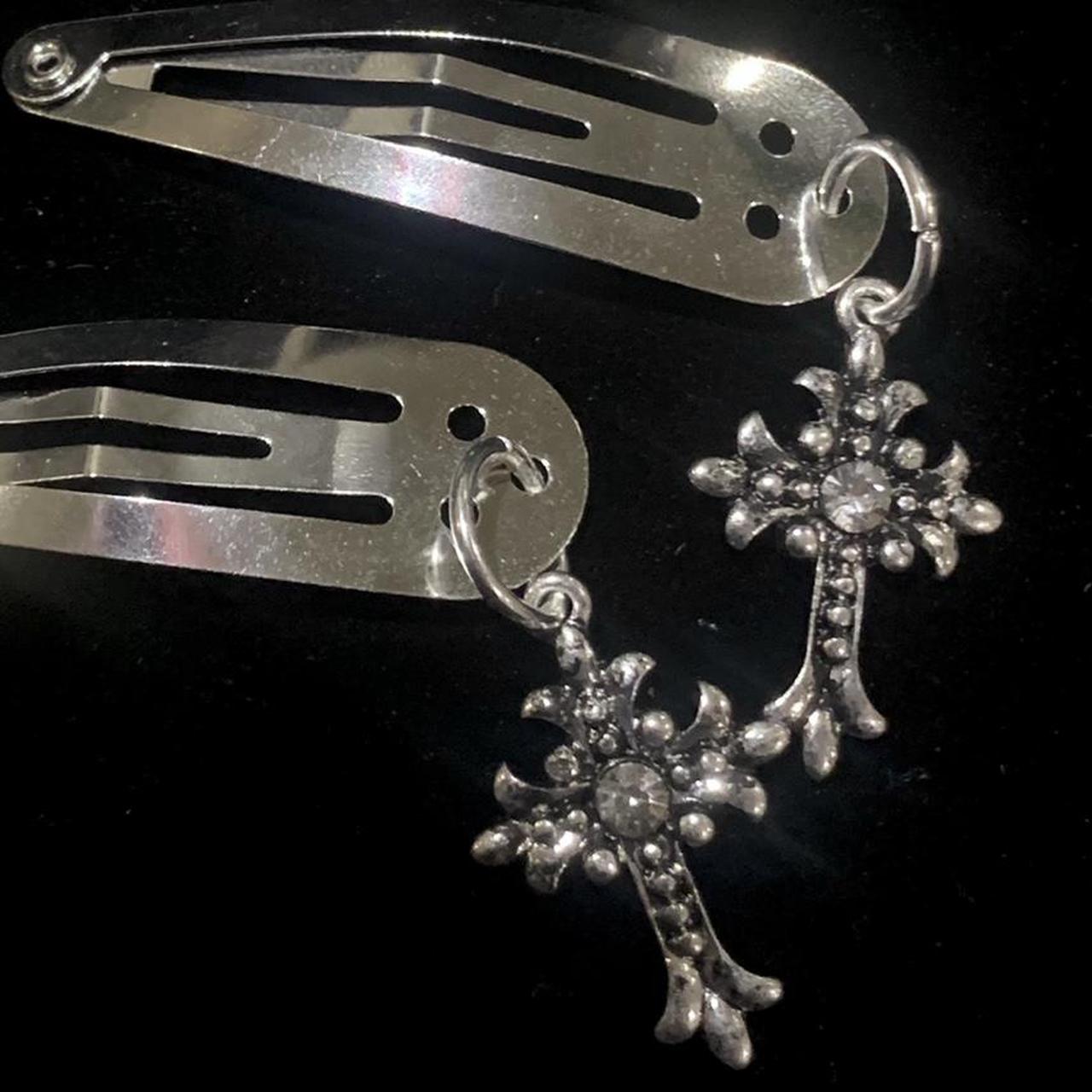 Floral cross charm hair clips ️‍🩹 Modeled in my own... Depop