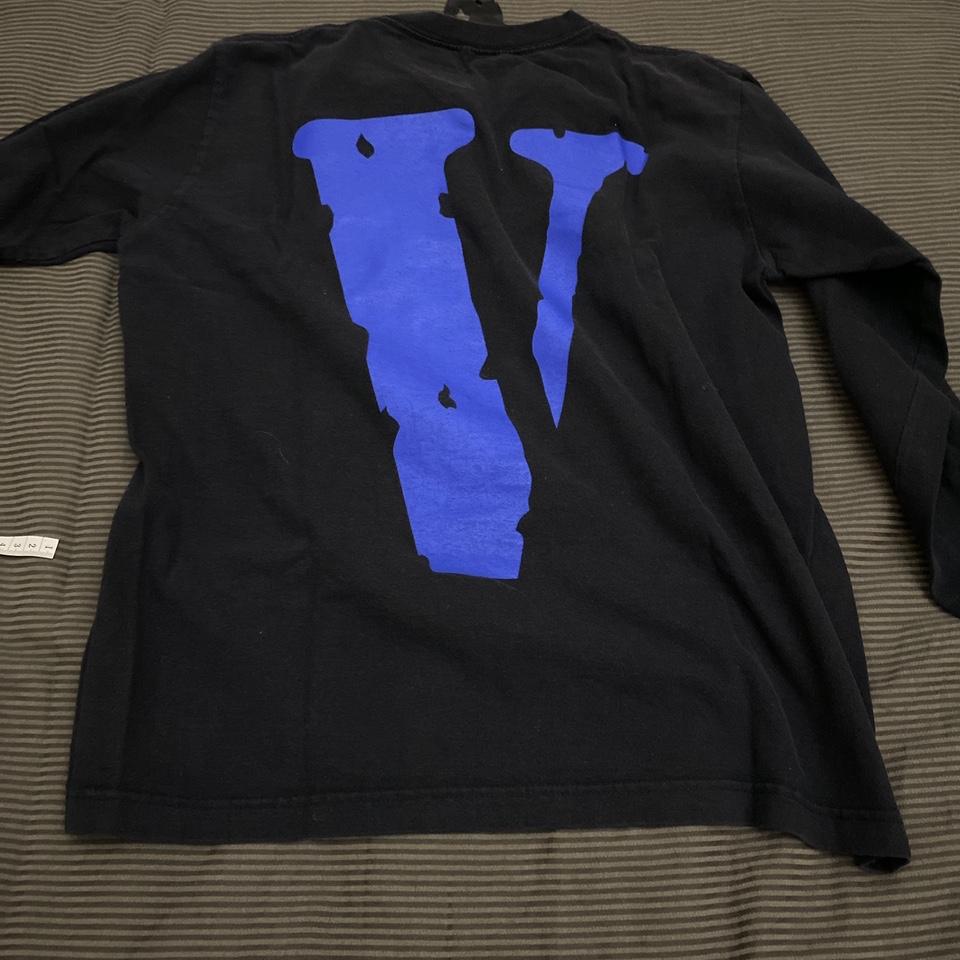 Vlone Staple Blue on Black Long Sleeve Tee Size... - Depop