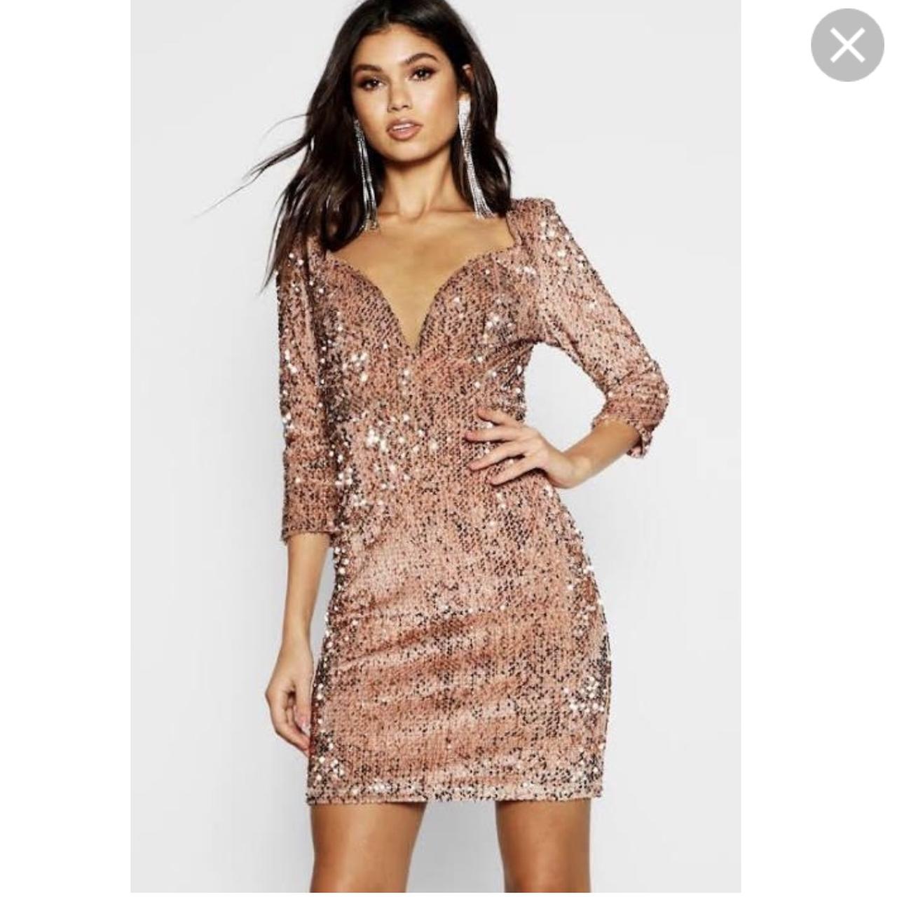 boohoo gold satin dress