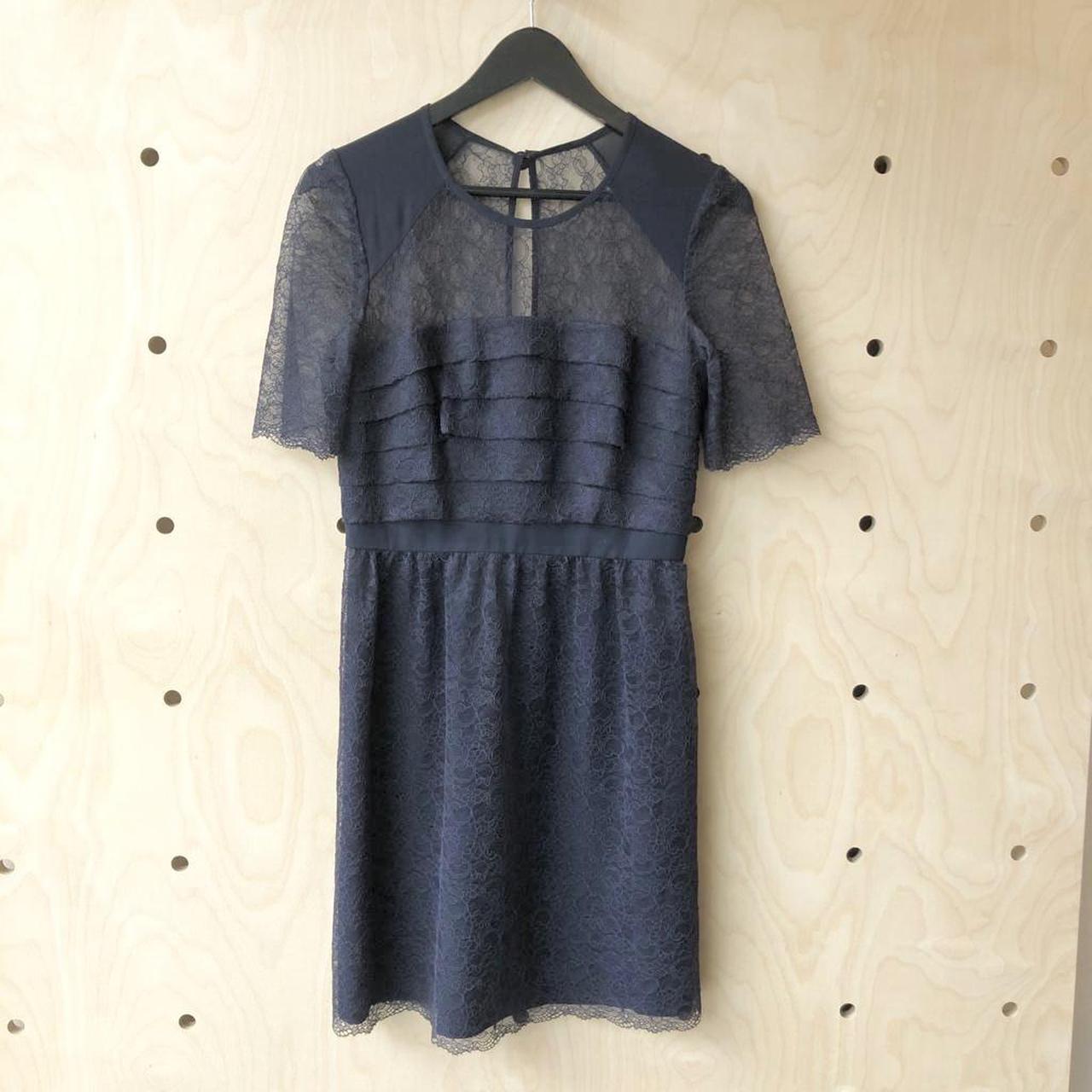 Whistles navy lace mini dress with pleated... Depop