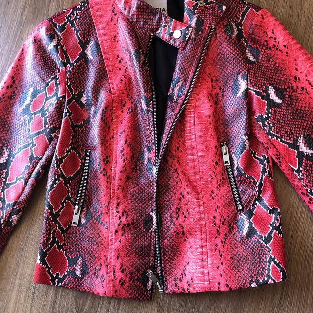 Women's I am Gia faux red snakeskin jacket. Fits... - Depop