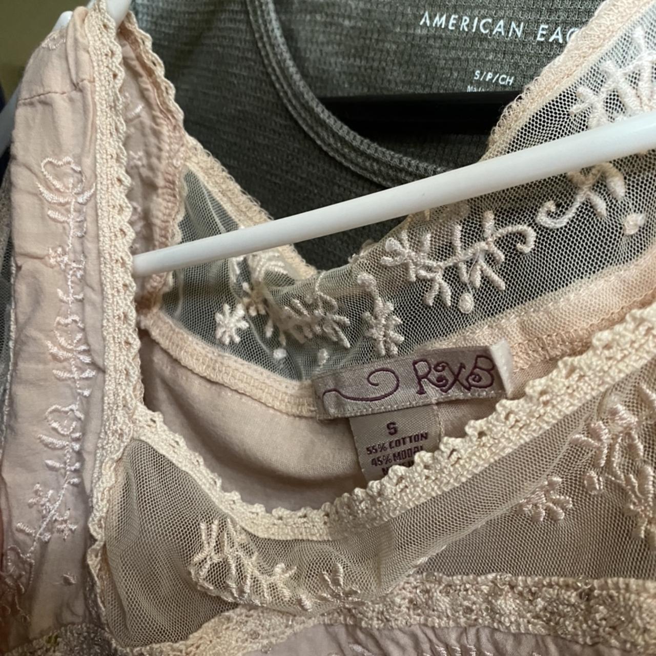 - blush pink lace tank top with beautiful detailing... - Depop