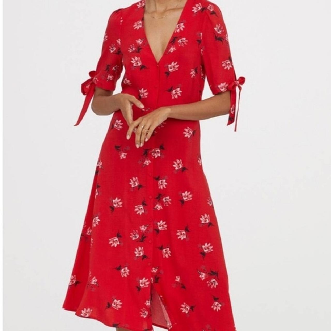 H☀M red flora midi dress, brand new ...