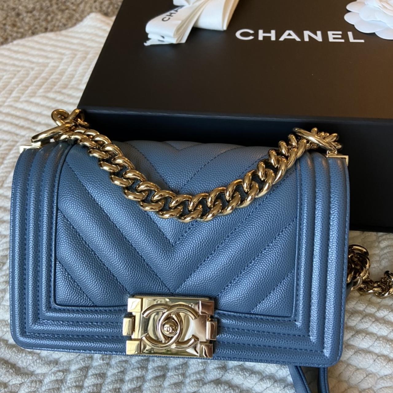 CHANEL, Bags, Chanel Blue Boy Bag Small
