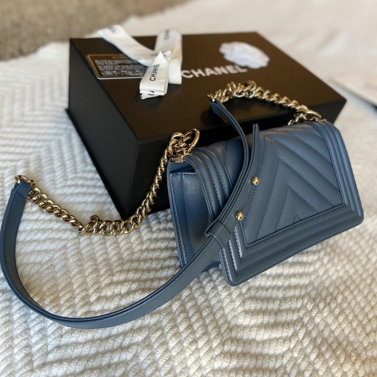 Chanel Women's Blue Bag | Depop